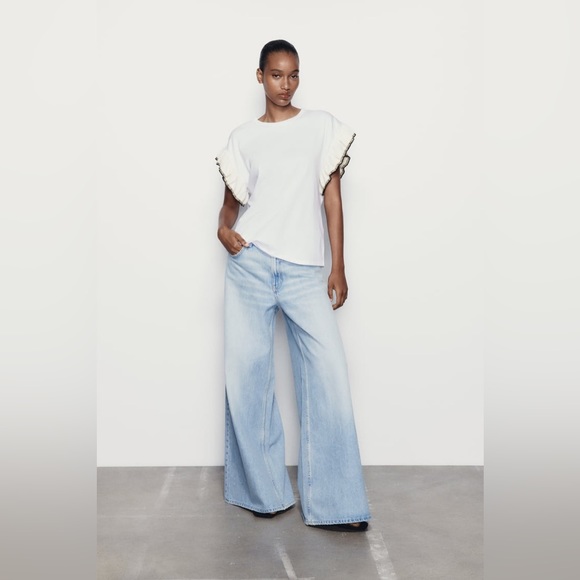 ZARA RUFFLED TRICOT TOP - Picture 3 of 8